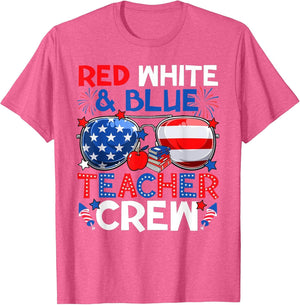 4th of July Red White & Teacher Crew American Flag