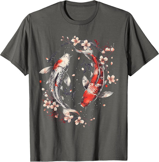 Cherry Blossom Koi Carp Fish Japanese Sakura Graphic Art