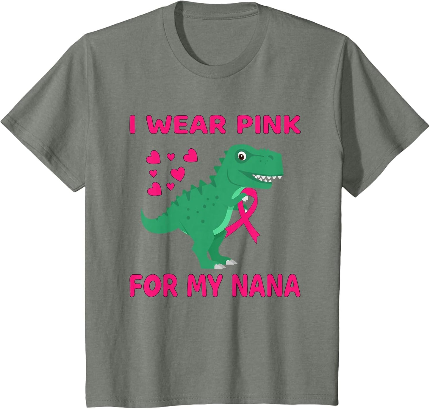 I wear Pink for My Nana Breast Cancer Trex Dino Kids Toddler