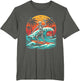 Skeleton Riding Wave Vintage Palm s Tree Beach Halloween