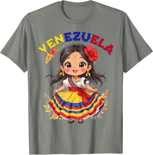 Cute Venezuela Girl Traditional Dress Colorful Art Kids