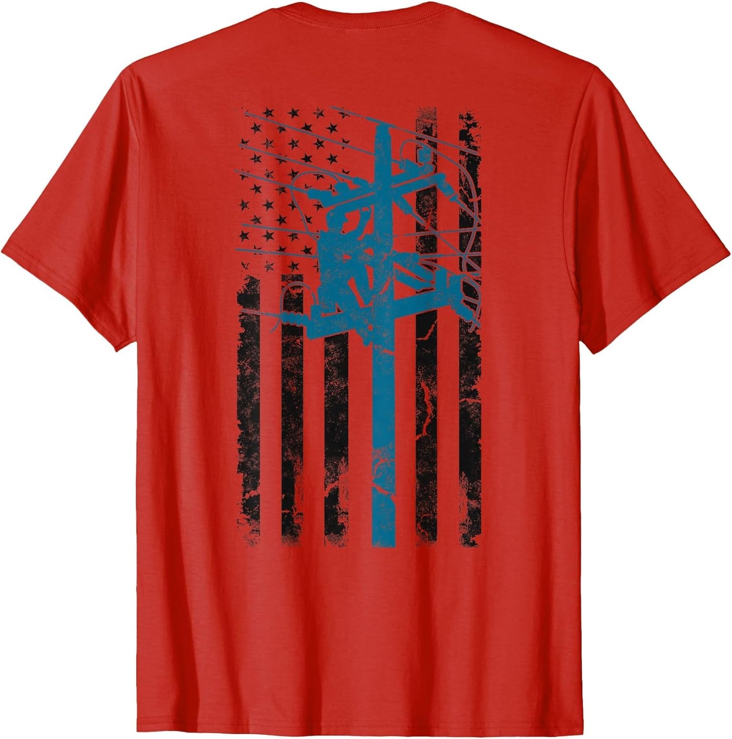 Distressed Patriotic Lineman American Flag Electric Cable