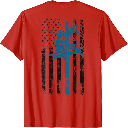 Distressed Patriotic Lineman American Flag Electric Cable