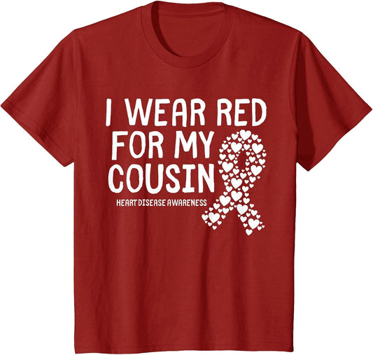 I Wear Red for My Cousin CHD Congenital Heart Disease Ribbon