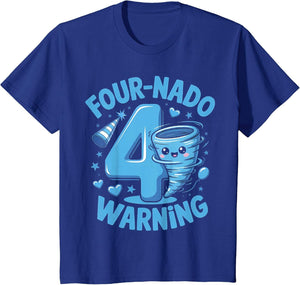 Kids Four-Nado Warning 4th Birthday Boy Tornado Birthday