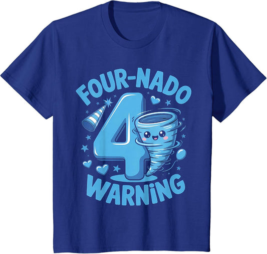 Kids Four-Nado Warning 4th Birthday Boy Tornado Birthday