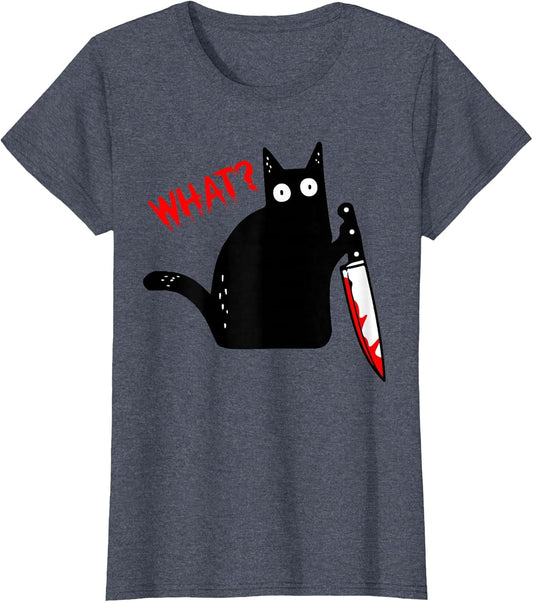 Funny Murderous Black Cat with Knife - Black Cat What?