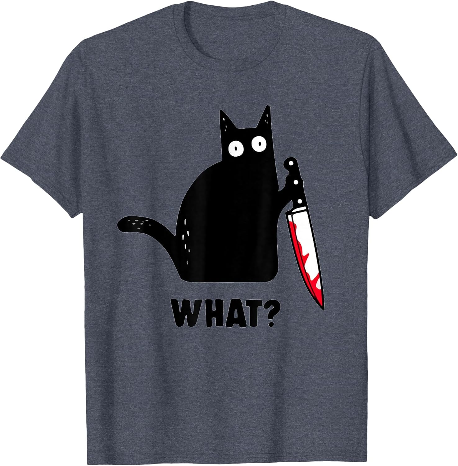 Cat What? Funny Black Cat Shirt, Murderous Cat with Knife