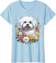 Maltese Mom Floral Dog Lover Vintage Flowers Cute