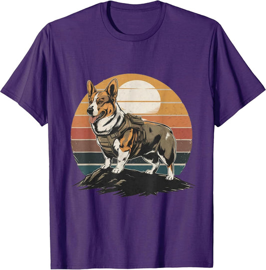 Tactical Corgi Dog Retro Vintage 70s 80s Style Funny Corgi