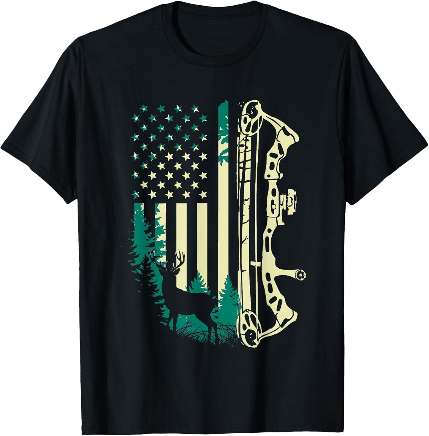 Patriotic Bowhunting USA Flag Bow Archery Deer Hunting Wild