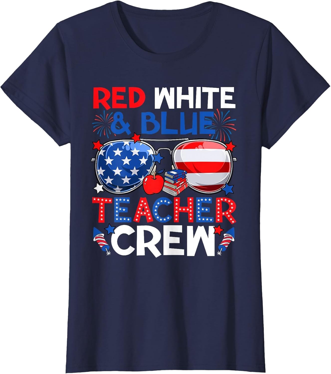 4th of July Red White & Teacher Crew American Flag