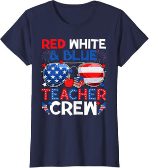 4th of July Red White & Teacher Crew American Flag