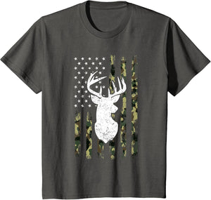 Hunting Shirt American Camouflage Flag Deer Silhouette