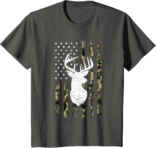 Hunting Shirt American Camouflage Flag Deer Silhouette