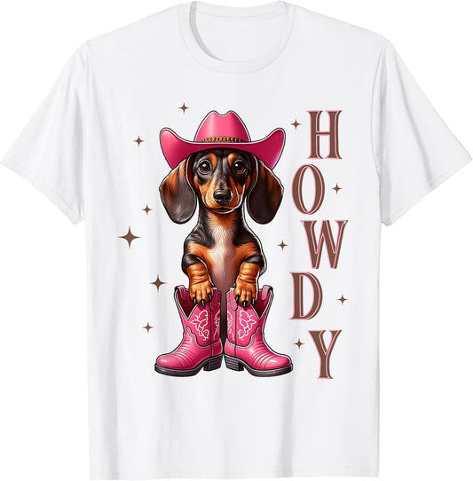 Howdy Dachshund Cowboy Western Dog Cowgirl Women's Girl's