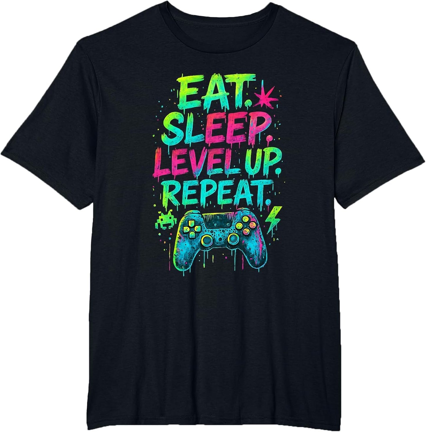 Eat Sleep Level Up Repeat Funny Gamer Video Game