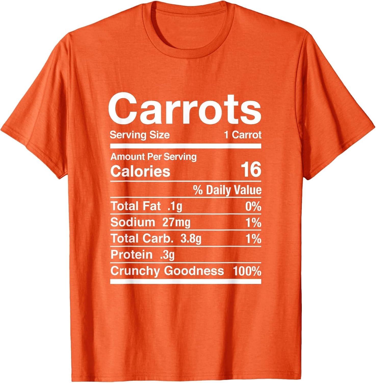 Carrots Costume Carrot Shirt Nutrition Facts
