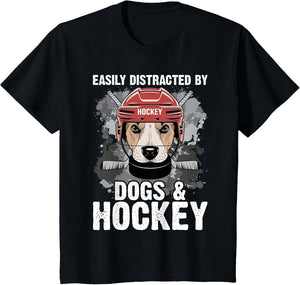 Easily Distracted by Dogs and Hockey Funny Dog Owner