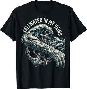 Saltwater In My Veins Ocean Life Men's Design