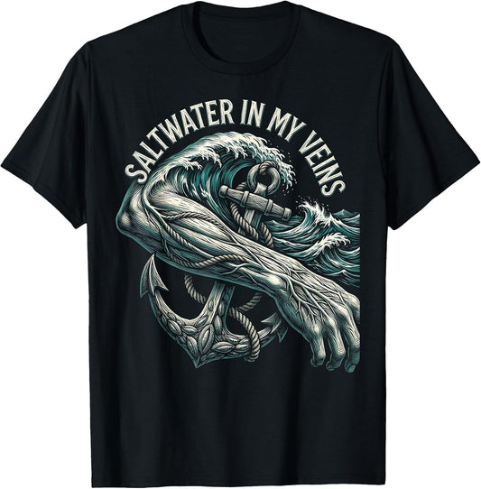 Saltwater In My Veins Ocean Life Men's Design