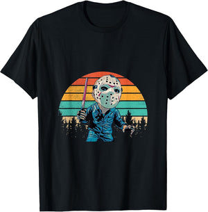 Scary Horror Movie Hockey Mask Retro Sunset