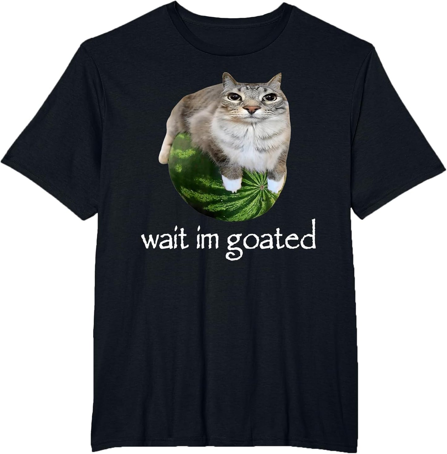 Wait I'm Goated Cat Meme Funny Watermelon Silly Cat Humor