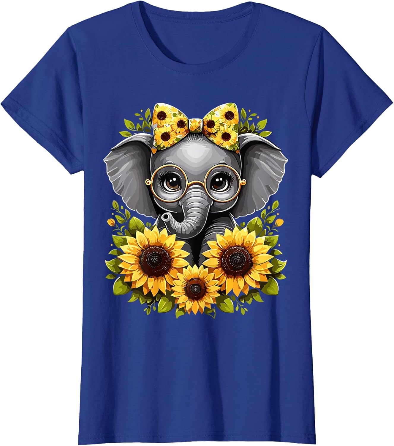 Cute Baby Elephant with Sunflower