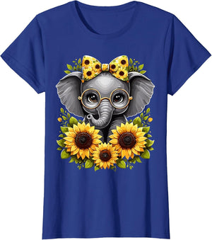 Cute Baby Elephant with Sunflower