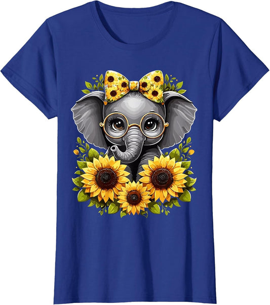 Cute Baby Elephant with Sunflower