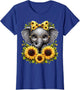 Cute Baby Elephant with Sunflower