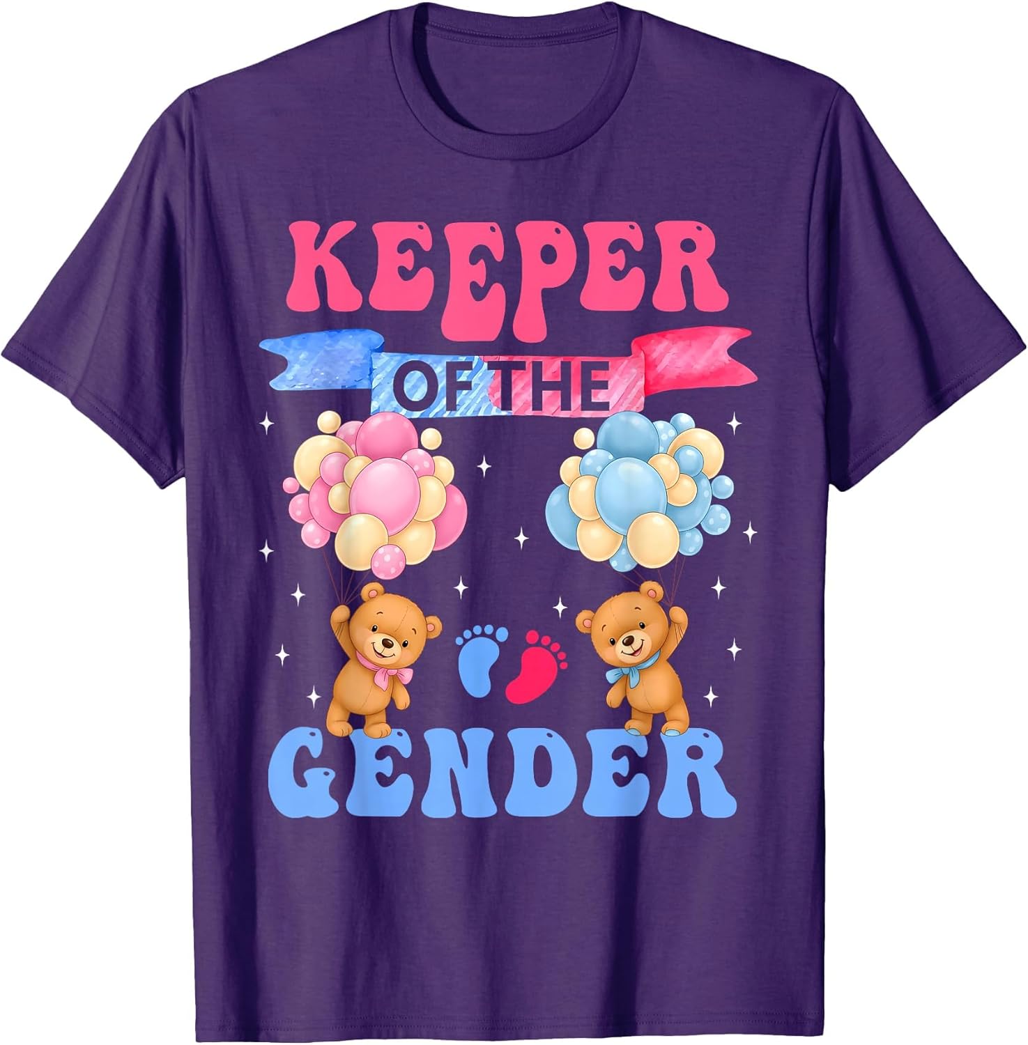 Keeper of The Gender Reveal Cute Bear Balloons Pink Or Blue
