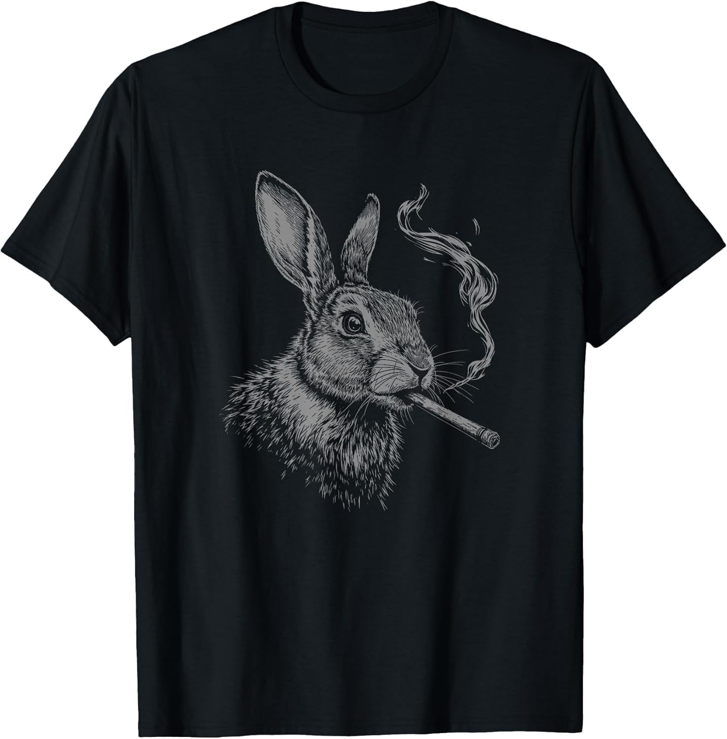 Bunny Smoking a Cigarette, Vintage Rabbit Animal Art Graphic