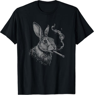 Bunny Smoking a Cigarette, Vintage Rabbit Animal Art Graphic