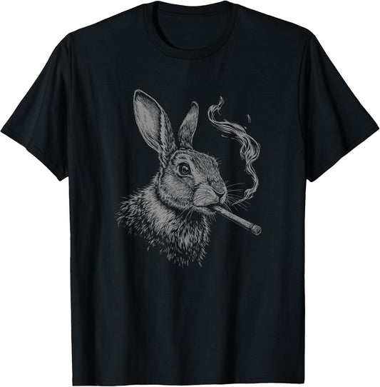 Bunny Smoking a Cigarette, Vintage Rabbit Animal Art Graphic