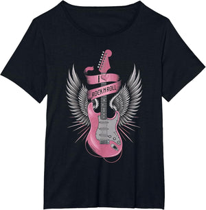 I Love Rock and Roll Pink Guitar Angel Wings Vintage