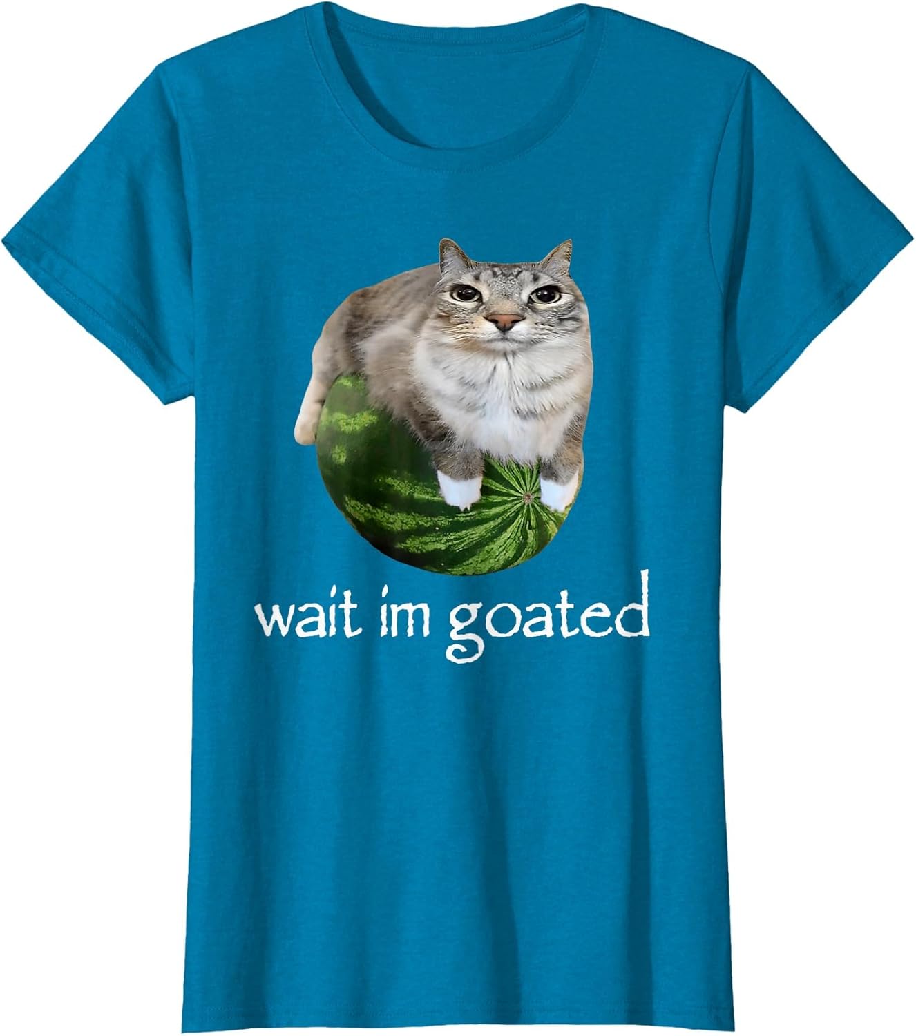 Wait I'm Goated Cat Meme Funny Watermelon Silly Cat Humor