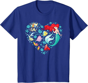 Kids Disney Princess Ariel Flounder and Sebastian Collage Heart