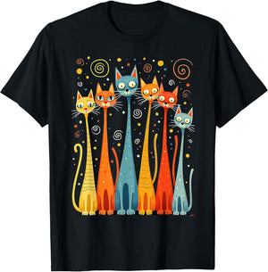 Cute Vintage Retro Mid-Century Long Neck Cats 50s 60s Style