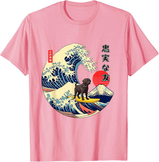 Black Labrador Japanese Kanagawa Wave Surf Loyal Dog