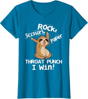 Rock Scissors Papers Throat Punch I Win - Sloth Animal Lover