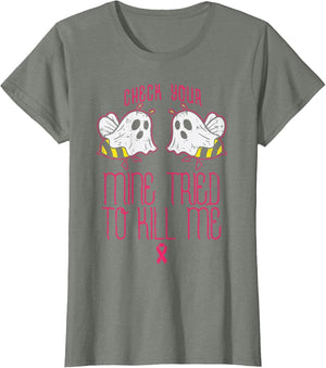 Check Your Boo-Bees Funny Halloween Breast Cancer Awareness