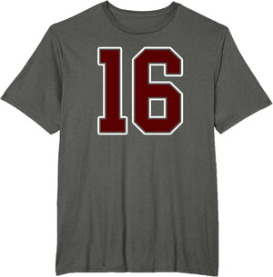 Maroon and White Number 16 Jersey Player Uniform #16 Fan