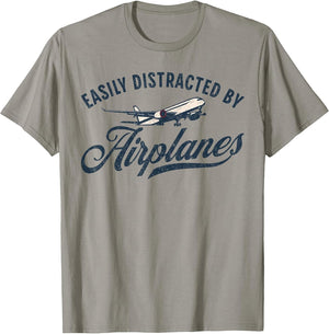 Easily Distracted by Airplanes Plane Lover Vintage Aviation