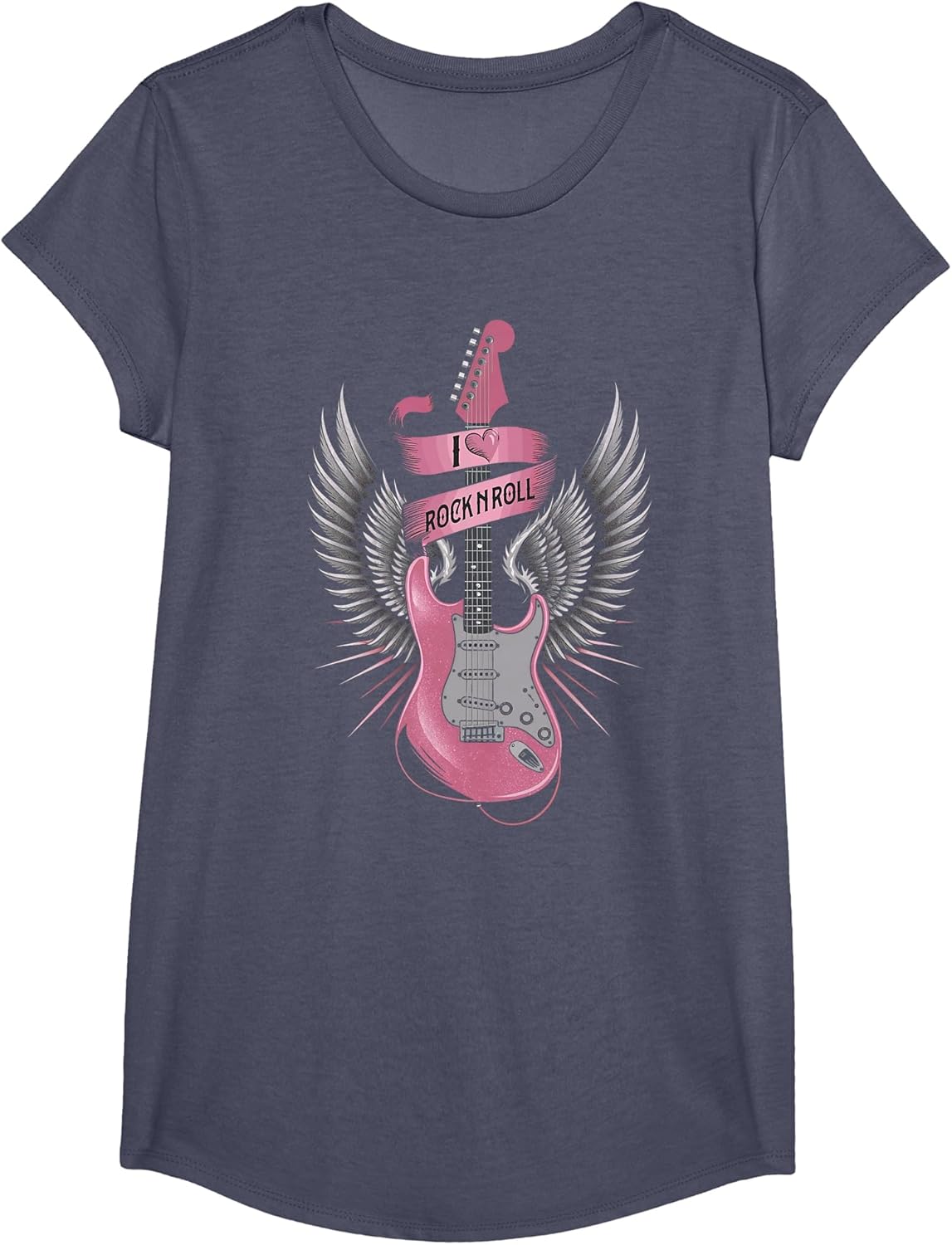 I Love Rock and Roll Pink Guitar Angel Wings Vintage