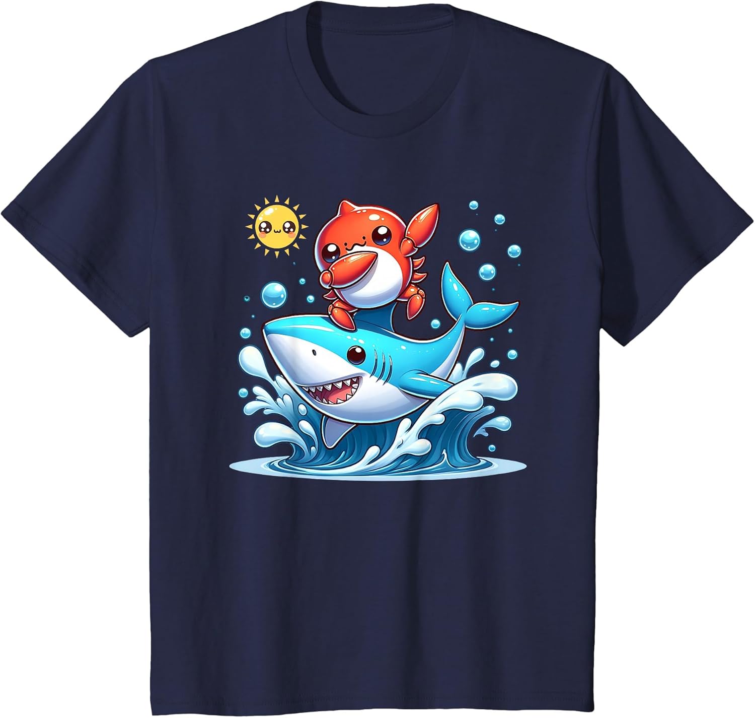 Dabbing Crab Surfing Shark Riding Ocean Wave Sun Cute Beach