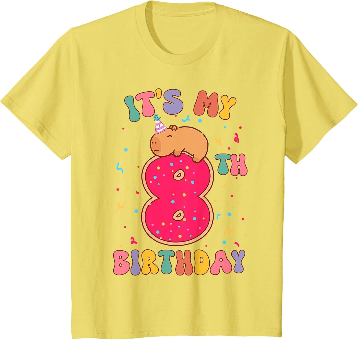 Its My 8th Birthday Donut Lover Cute Capybaras Kids Girls