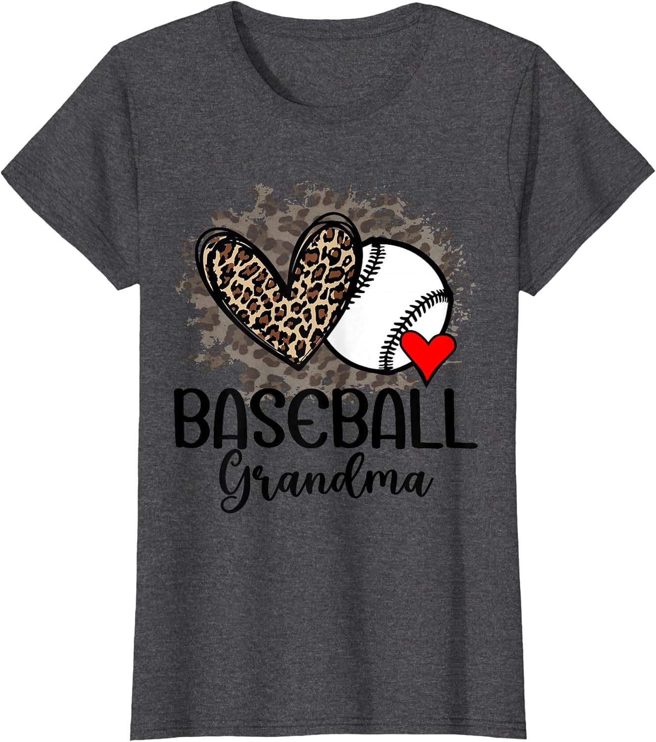 Baseball Grandma Funny Leopard Heart Proud Baseball Grandma