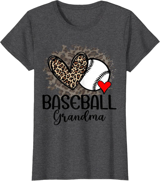 Baseball Grandma Funny Leopard Heart Proud Baseball Grandma