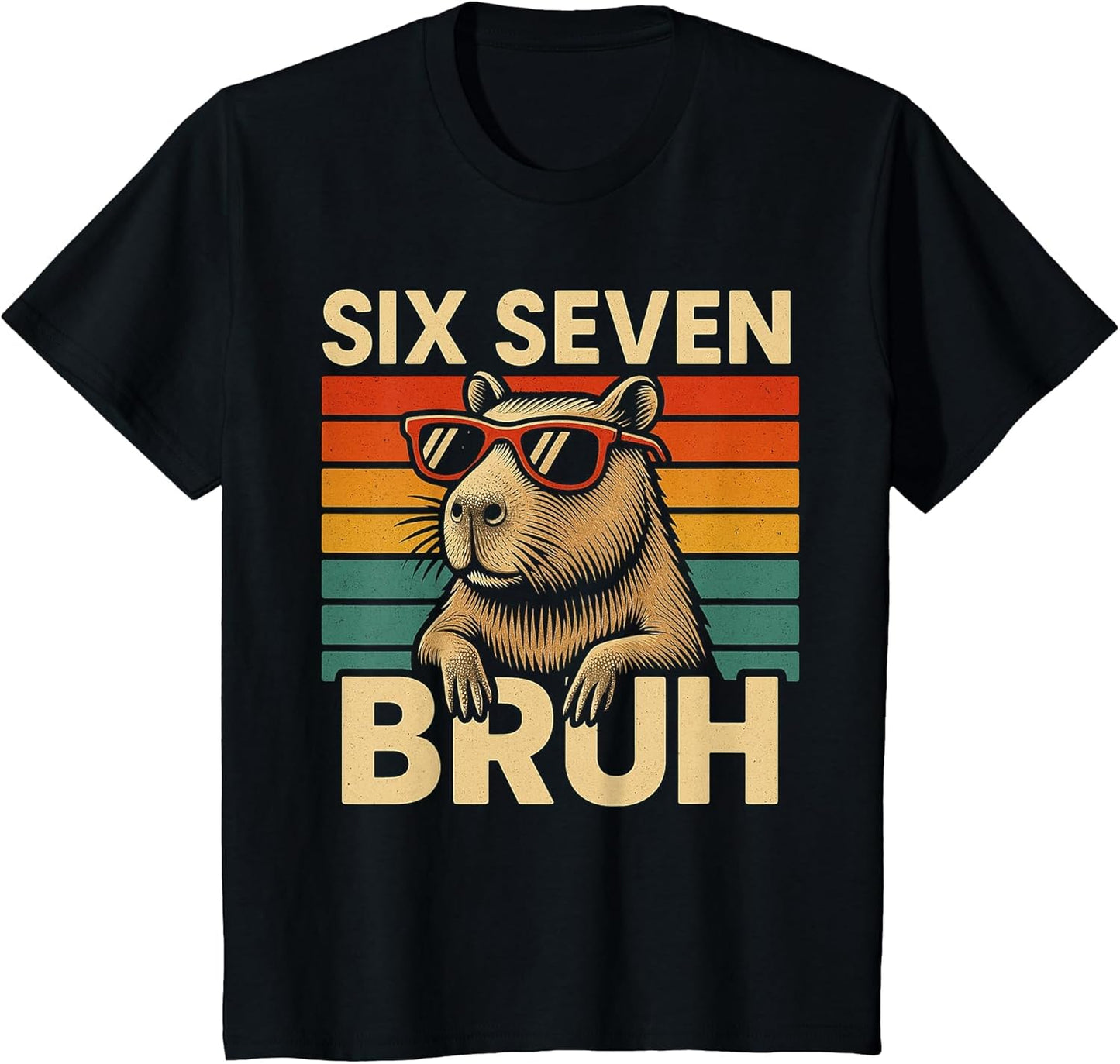 Six Seven Bruh Capybara Retro Vintage Funny 67 Meme Kids